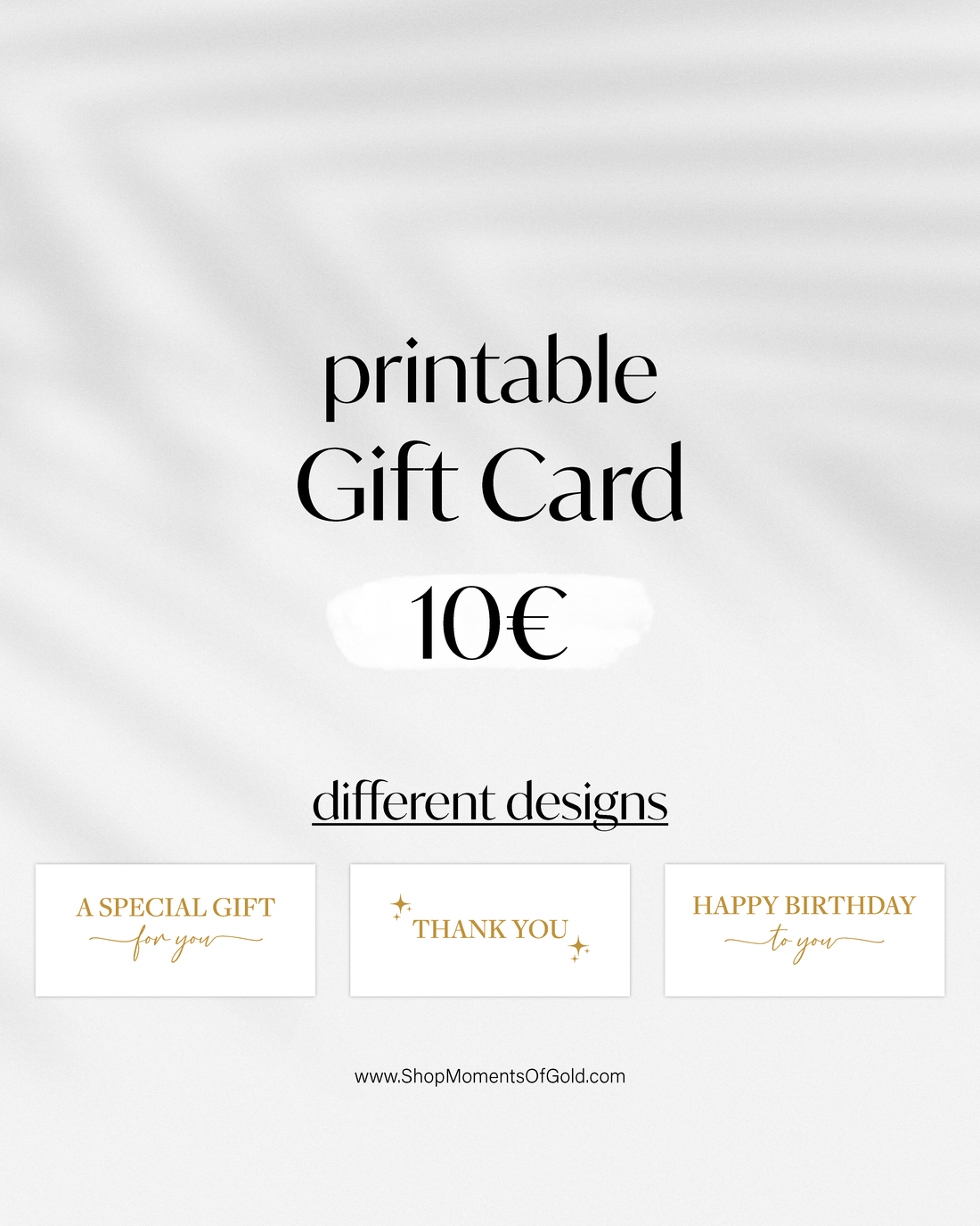 printable 10€ gift card with different designs