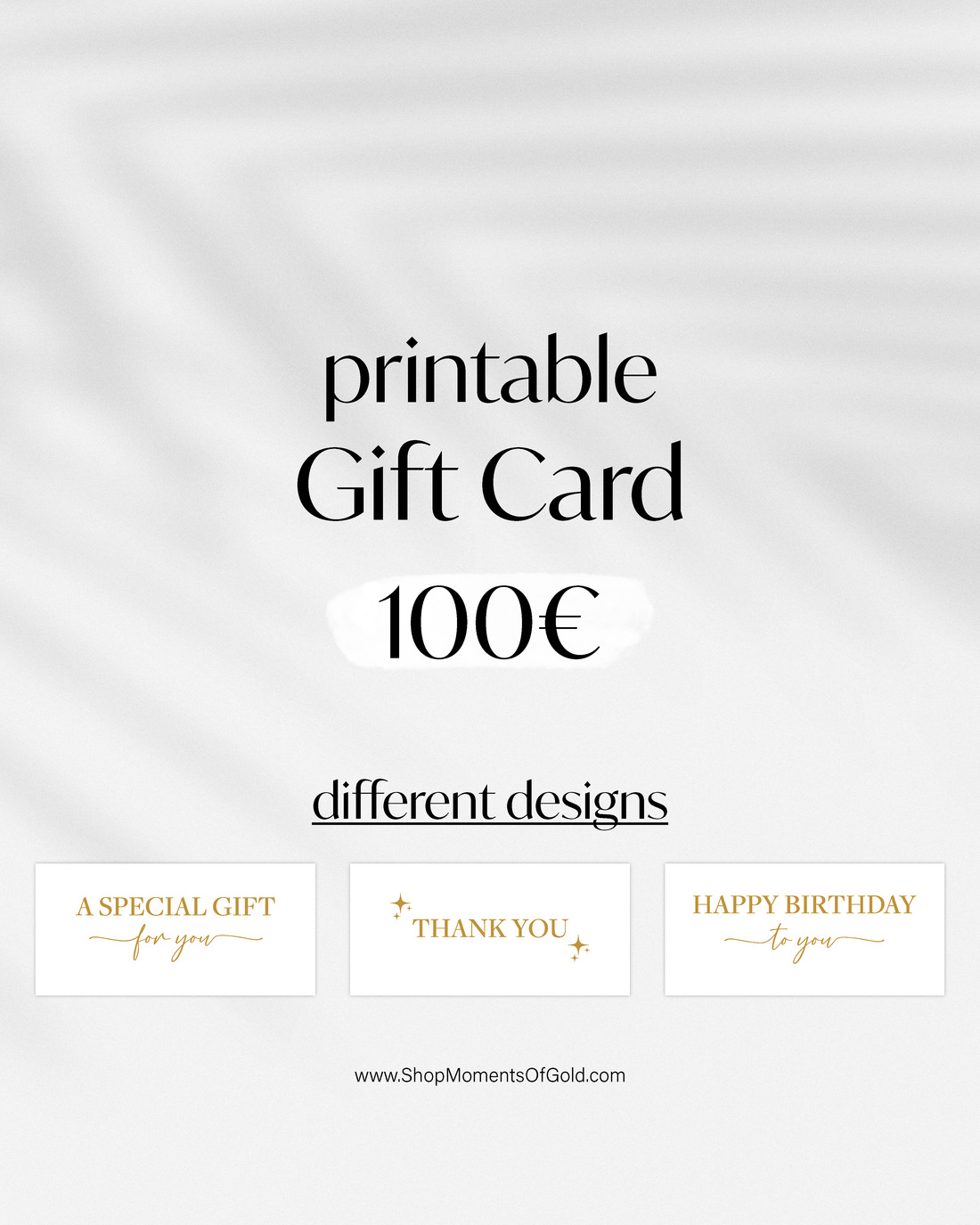 printable 100€ gift card with different designs