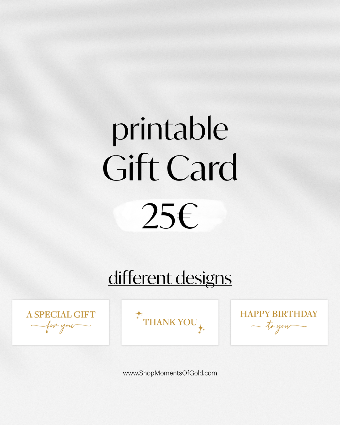 printable 25€ gift card with different designs