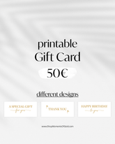 printable 50€ gift card with different designs